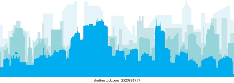 Pôster panorâmico azul da cidade com fundo azul nebuloso transparente edifícios de ASSUNÇÃO, PARAGUAI