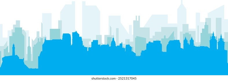 Cartaz panorâmico azul da cidade com fundo azul nebuloso transparente edifícios de SALVADOR, BRASIL