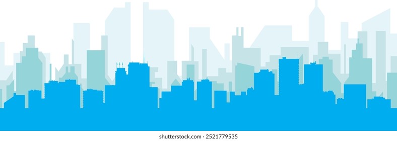 Blue panoramic city skyline poster with bluish misty transparent background buildings of ANCHORAGE, UNITED STATES