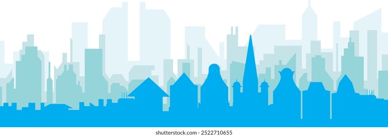 Pôster panorâmico azul da cidade com azulado embaçado embaçado transparente prédios de fundo de AMSTERDAM, HOLANDA