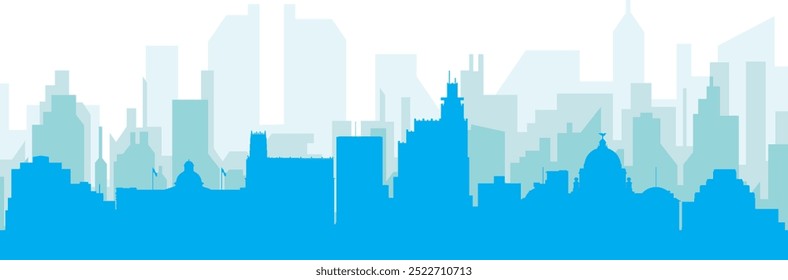 Cartaz panorâmico azul da cidade com fundo azul nebuloso transparente edifícios de JACKSON, ESTADOS UNIDOS