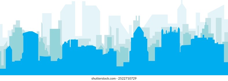 Cartaz panorâmico azul da cidade com fundo azul nebuloso transparente edifícios de PITTSBURGH, ESTADOS UNIDOS