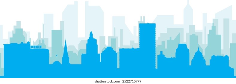 Cartaz panorâmico azul da cidade com fundo azul nebuloso transparente edifícios de PROVIDENCE, ESTADOS UNIDOS