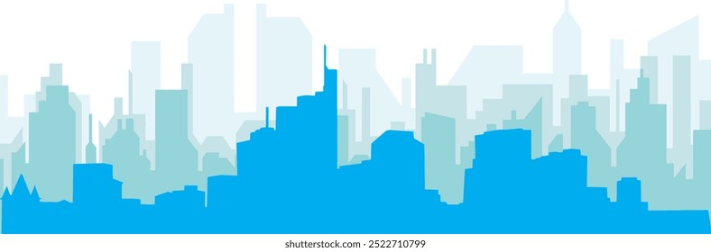 Pôster panorâmico azul da cidade com fundo azul nebuloso transparente edifícios de FRANKFURT, ALEMANHA