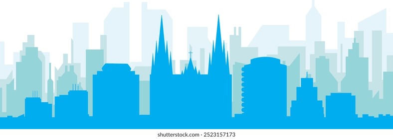 Pôster panorâmico azul da cidade com fundo azul nebuloso transparente edifícios de LA PLATA, ARGENTINA