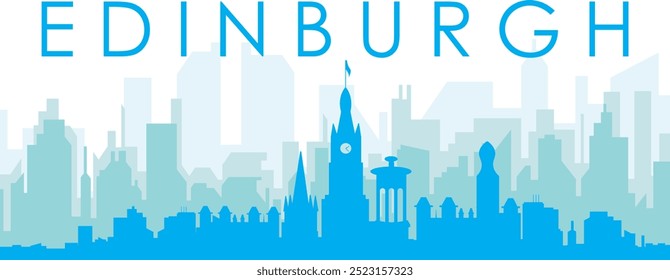 Pôster panorâmico azul da cidade com fundo azul nebuloso edifícios transparentes de EDIMBURGO, REINO UNIDO