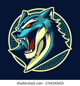 blue panther vector illustration design with circle frame