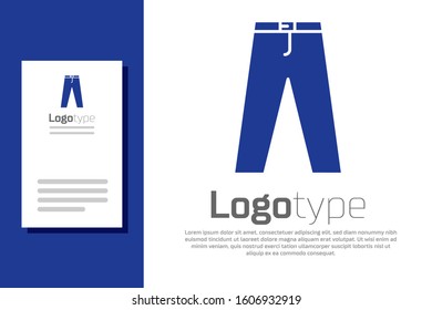 Blue Pants icon isolated on white background. Logo design template element. Vector Illustration