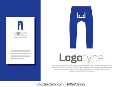 Blue Pants icon isolated on white background. Logo design template element. Vector Illustration