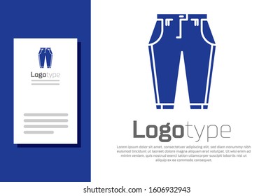 Blue Pants icon isolated on white background. Logo design template element. Vector Illustration