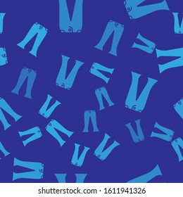 Blue Pants icon isolated seamless pattern on blue background.  Vector Illustration