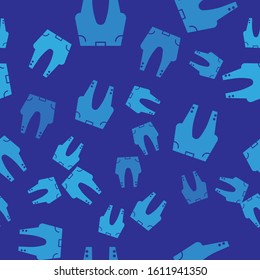 Blue Pants icon isolated seamless pattern on blue background.  Vector Illustration