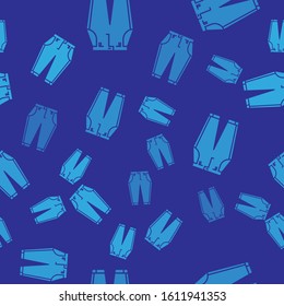 Blue Pants icon isolated seamless pattern on blue background.  Vector Illustration