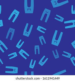 Blue Pants icon isolated seamless pattern on blue background.  Vector Illustration