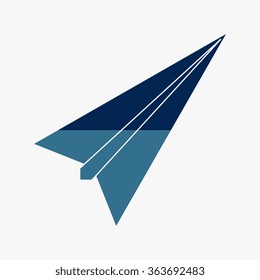 Blue paper airplane - vector icon