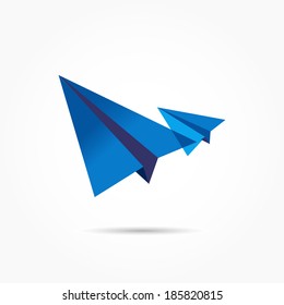 Blue Paper Airplanes Pair