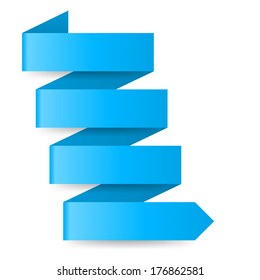 Blue paper arrow in zigzag shape on white background