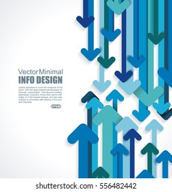 Blue paper arrows up and  down abstract background, vector.