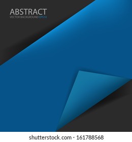 blue paper background folded origami on black background for text and message design , vector 