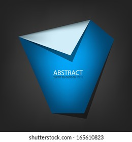 Blue paper background vector on black board origami paper shadow for text and message design banner and card brochure