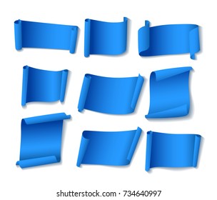 Blue paper banners set. Suitable for sale banner, greeting card, and other. Vector Illustration