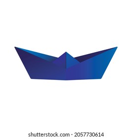 blue paper boat craft vector design isolated on white background.