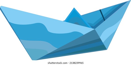 Blue paper boat, illustration, vector on a white background.