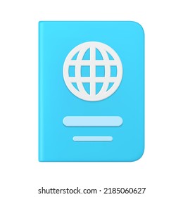 Blue paper book globe educational geography guide class course assignment front view realistic 3d icon vector illustration. Library literature textbook global internet academic exam encyclopedia