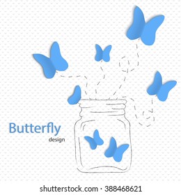 Blue paper butterflies