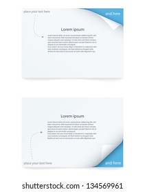blue paper card with curled corner