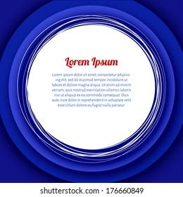 blue paper circles and white frame background