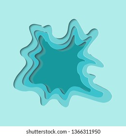 Blue paper cut cartoon. Background concept greeting card, banner. Vector illustration
