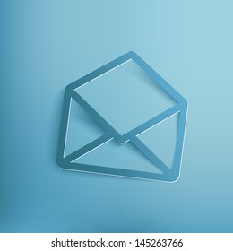 blue paper cut envelope sticker icon