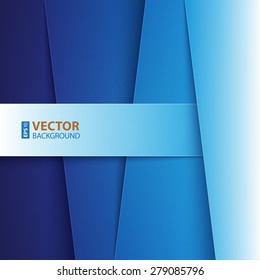 Blue paper diagonal layers with realistic shadows abstract  background. RGB EPS 10 vector illustration