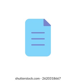 Blue Paper Document Icon with Folded Corner Representing Digital Files and Information Management in Business and Office Settings