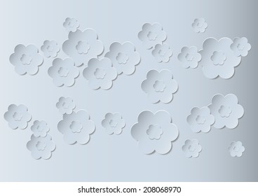 Blue paper flowers-vector