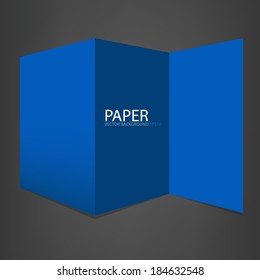 Blue paper fold origami background on black background for text and message modern website design
