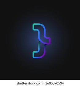Blue paper folded character from a typeset, vector illustration
