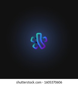 Blue paper folded character from a typeset, vector illustration