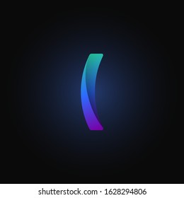 Blue paper folded character from a typeset, vector illustration