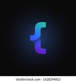 Blue paper folded character from a typeset, vector illustration