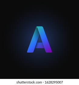 Blue paper folded character from a typeset, vector illustration