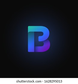 Blue paper folded character from a typeset, vector illustration