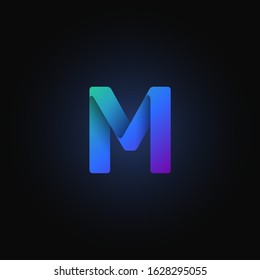 Blue paper folded character from a typeset, vector illustration