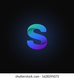 Blue paper folded character from a typeset, vector illustration