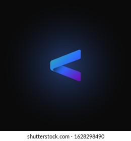 Blue paper folded character from a typeset, vector illustration