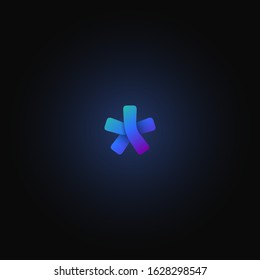 Blue paper folded character from a typeset, vector illustration