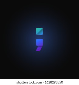 Blue paper folded character from a typeset, vector illustration