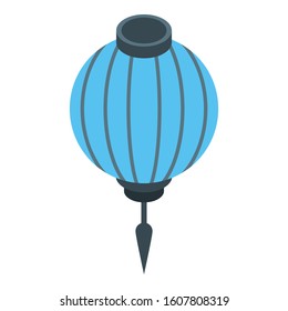 Blue paper lantern icon. Isometric of blue paper lantern vector icon for web design isolated on white background
