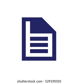 Blue paper note icon. Document vector